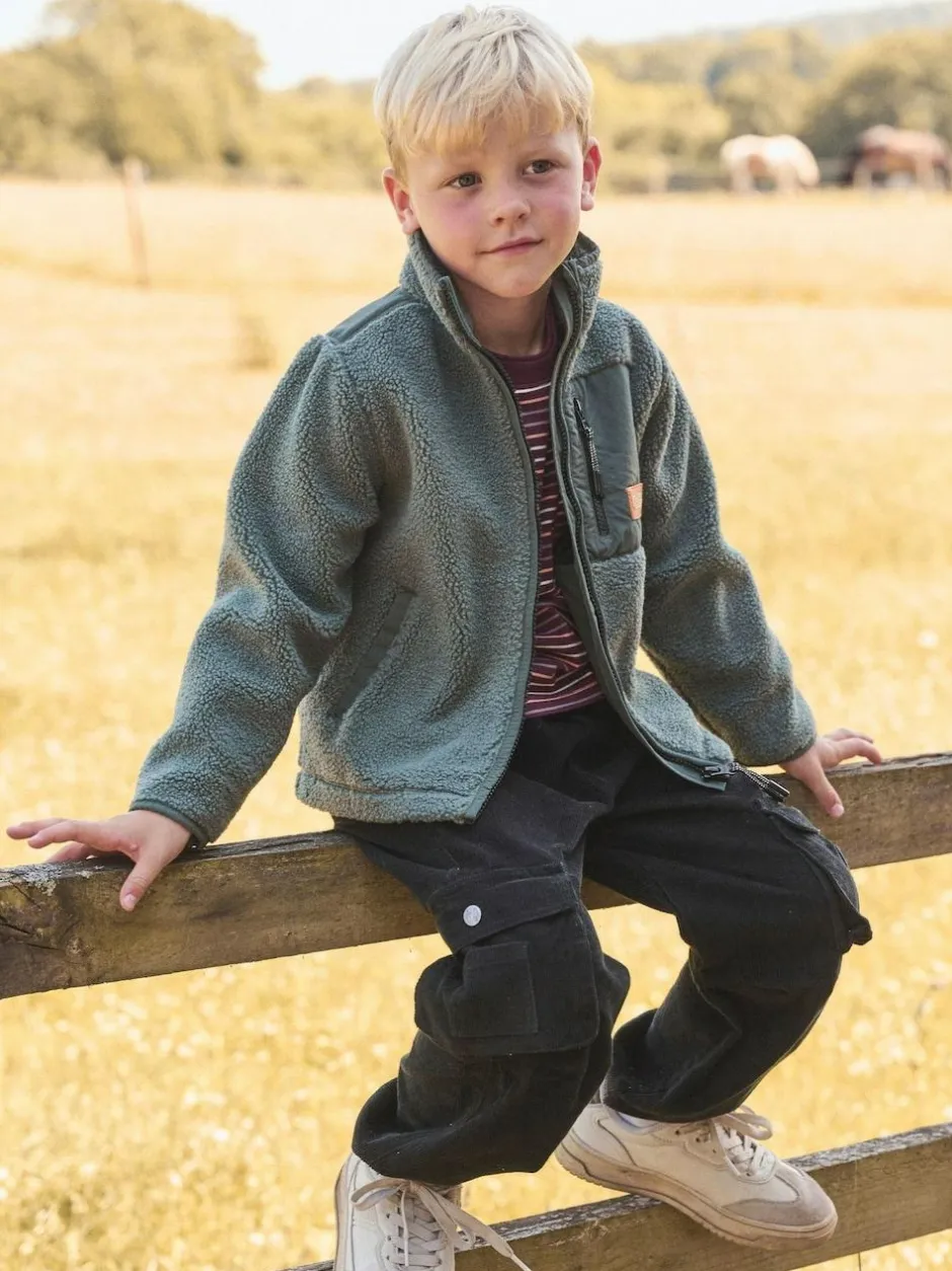 Angel & Rocket Green Aaron Zip Through Sherpa Fleece Online