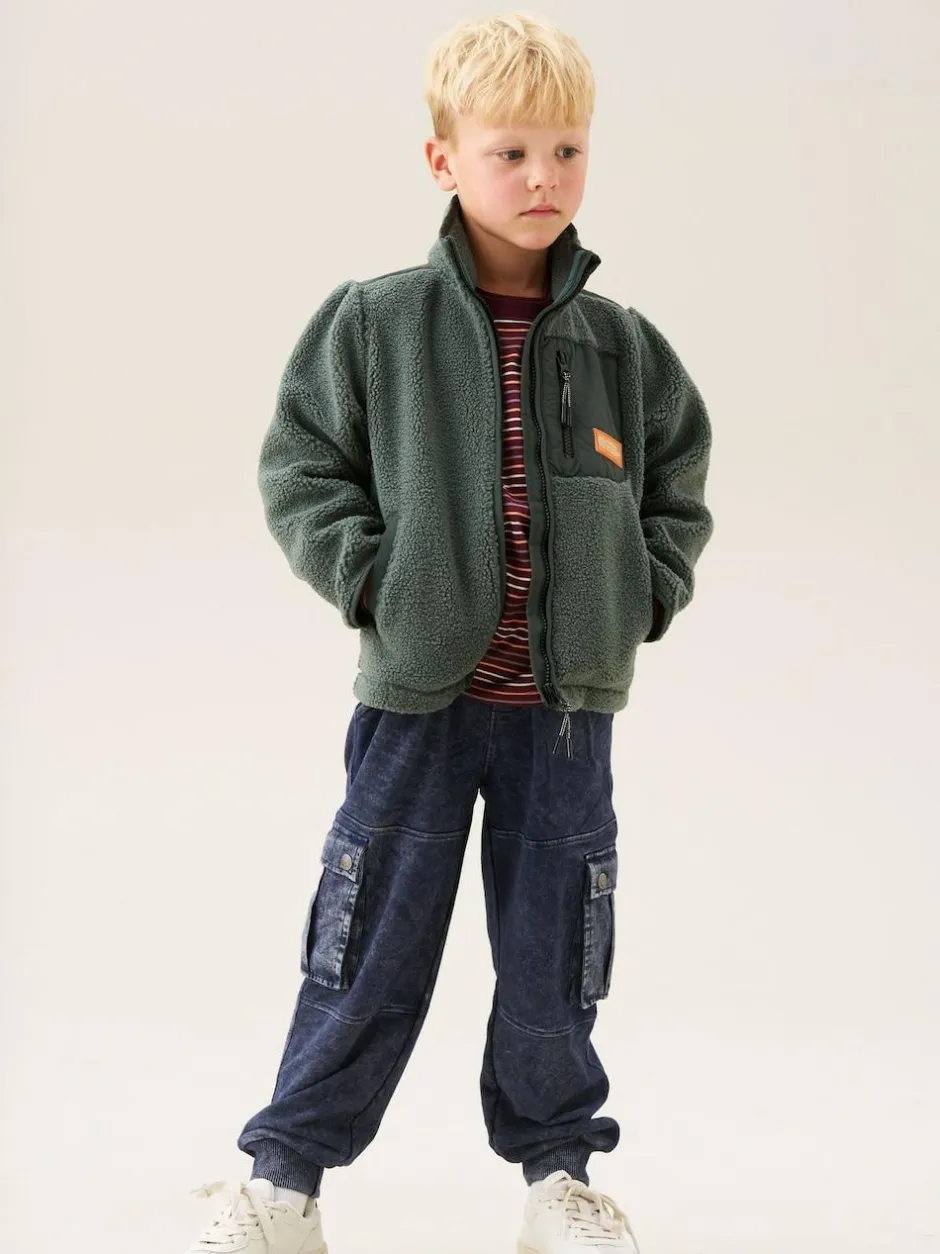 Angel & Rocket Green Aaron Zip Through Sherpa Fleece Online