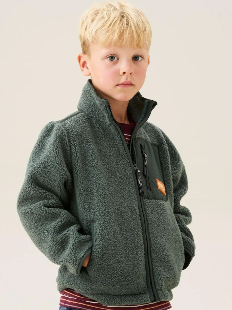Angel & Rocket Green Aaron Zip Through Sherpa Fleece Online