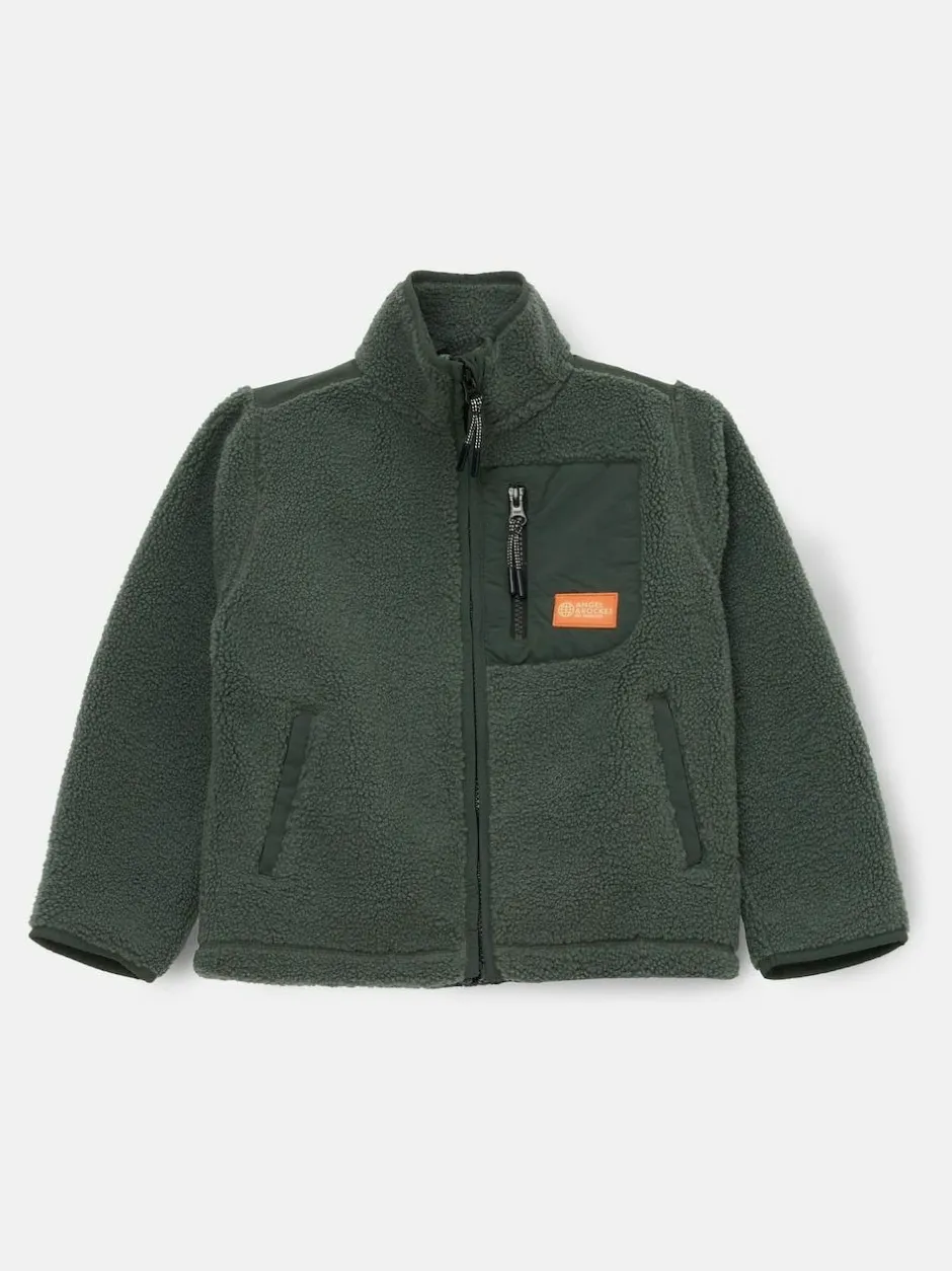 Angel & Rocket Green Aaron Zip Through Sherpa Fleece Online