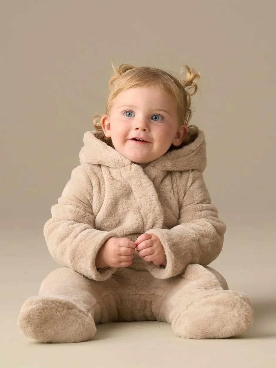 Angel & Rocket Quinn Faux Fur Pramsuit Natural Discount