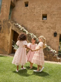 Angel & Rocket Pink Clara Pleated Mesh Corsage Dress