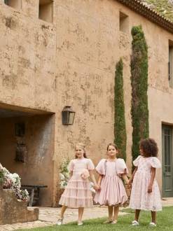 Angel & Rocket Pink Clara Pleated Mesh Corsage Dress