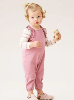 Angel & Rocket Pink Mila Frill Shoulder Dungaree And Print Bodysuit