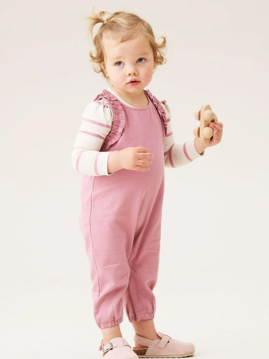 Angel & Rocket Pink Mila Frill Shoulder Dungaree And Print Bodysuit