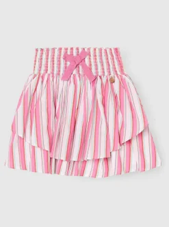 Angel & Rocket Pink Tammy Stripe Shirred Waist Mini Skirt Best