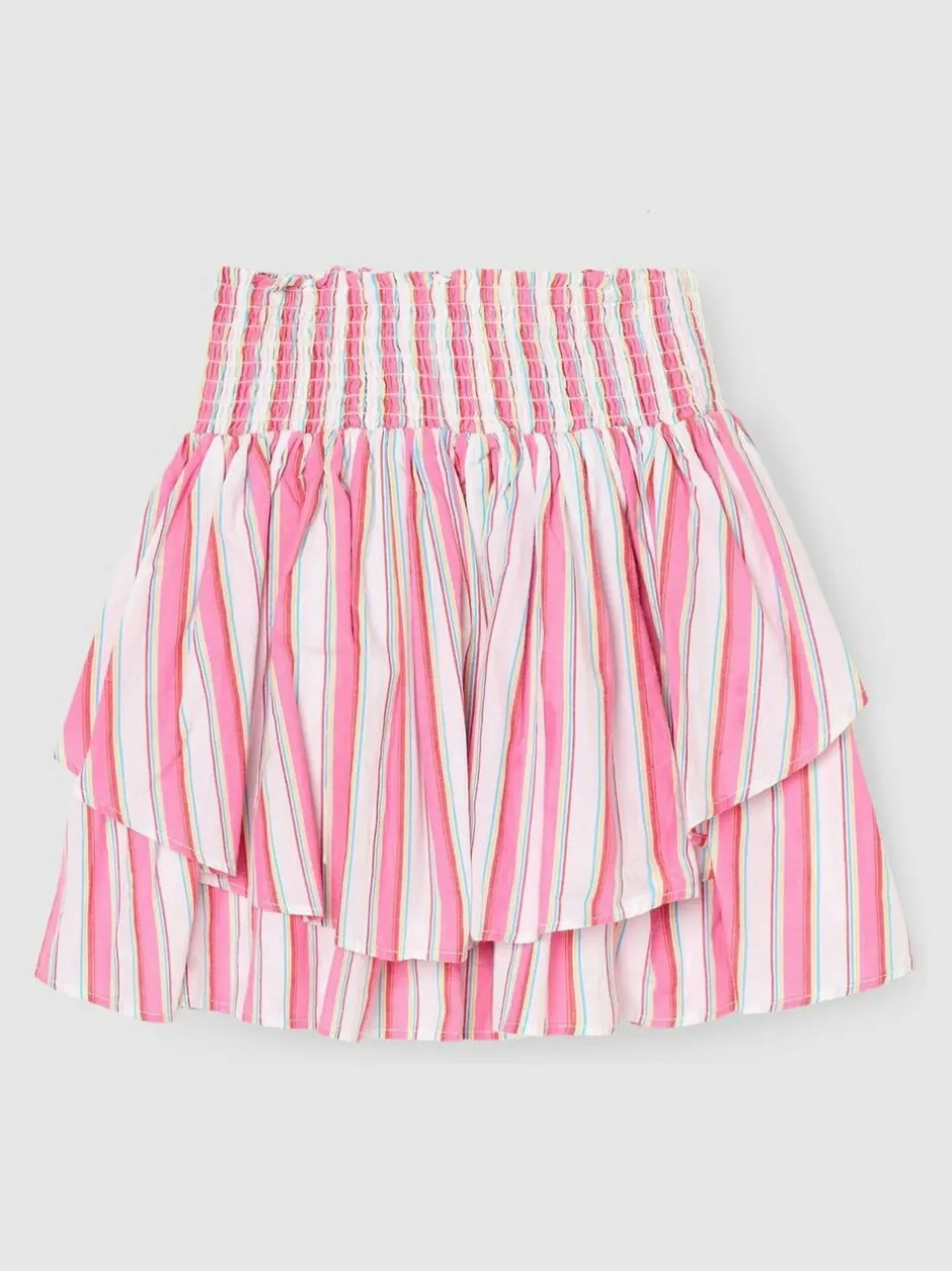 Angel & Rocket Pink Tammy Stripe Shirred Waist Mini Skirt Best