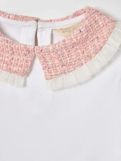 Angel & Rocket White Faye Tweed Collar Long Sleeve Top Discount