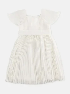Angel & Rocket Pleated Ballerina Occasion Bow Dress White New