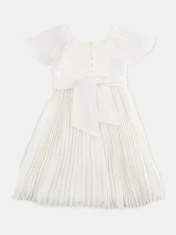 Angel & Rocket Pleated Ballerina Occasion Bow Dress White New
