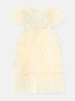 Angel & Rocket White Tiffany Ivory Beaded Tiered Tulle Dress Sale