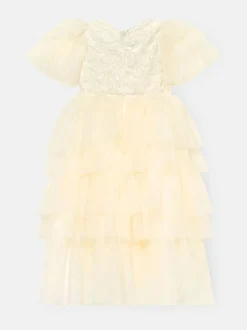 Angel & Rocket White Tiffany Ivory Beaded Tiered Tulle Dress Sale