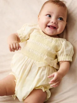 Angel & Rocket Yellow Etta Shirred Rompersuits Online