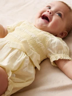 Angel & Rocket Yellow Etta Shirred Rompersuits Online