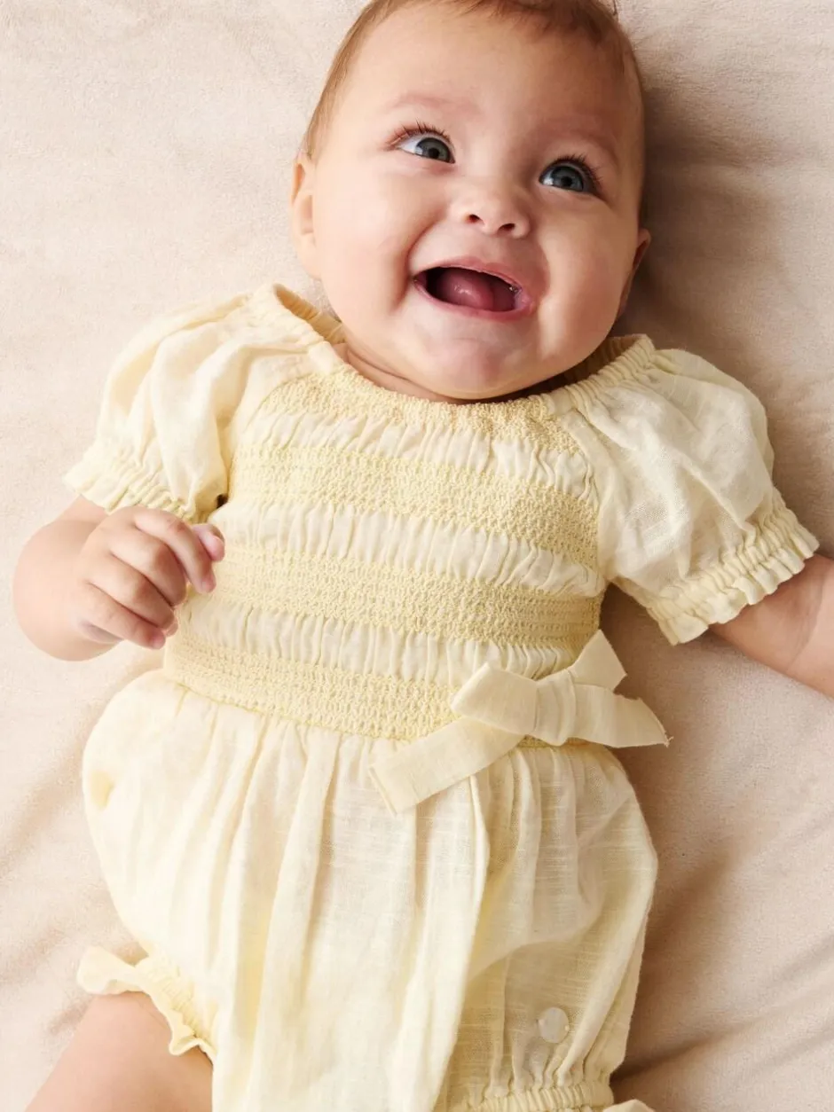 Angel & Rocket Yellow Etta Shirred Rompersuits Online