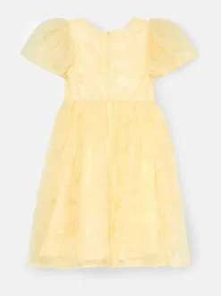 Angel & Rocket Francine Embellished Puff Sleeve Dress Yellow Hot