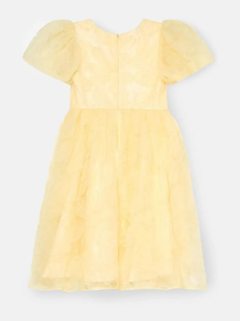 Angel & Rocket Francine Embellished Puff Sleeve Dress Yellow Hot