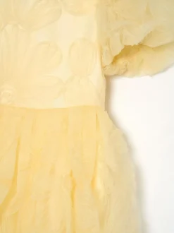 Angel & Rocket Francine Embellished Puff Sleeve Dress Yellow Hot