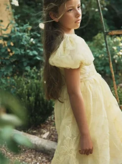 Angel & Rocket Francine Embellished Puff Sleeve Dress Yellow Hot