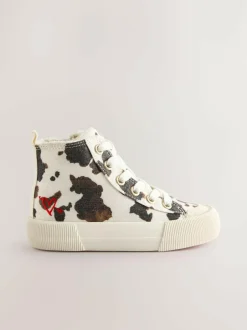 Next Animal Cow Print Standard Fit (F) High Top Trainers