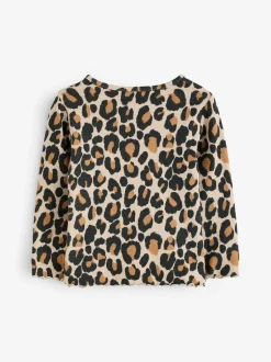 Next Cotton Rich Long Sleeve Rib T-Shirt (3mths-7yrs) Animal Leopard Print Hot