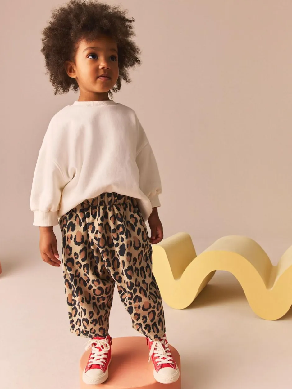 Next Animal Leopard Print Textured Barrel Leg Trousers (3mths-7yrs) Sale
