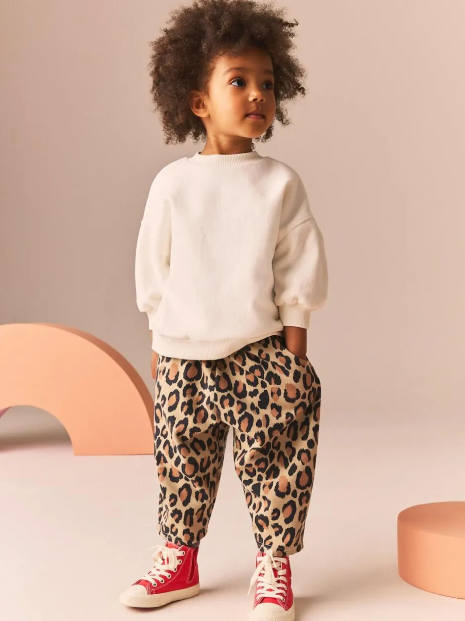 Next Animal Leopard Print Textured Barrel Leg Trousers (3mths-7yrs) Sale