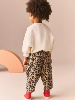 Next Animal Leopard Print Textured Barrel Leg Trousers (3mths-7yrs) Sale