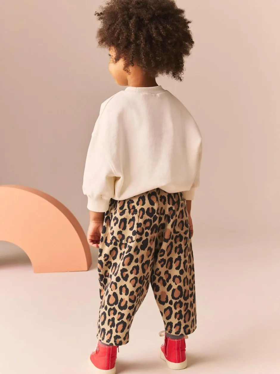 Next Animal Leopard Print Textured Barrel Leg Trousers (3mths-7yrs) Sale