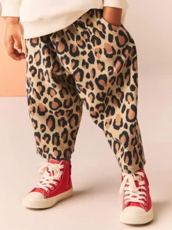Next Animal Leopard Print Textured Barrel Leg Trousers (3mths-7yrs) Sale