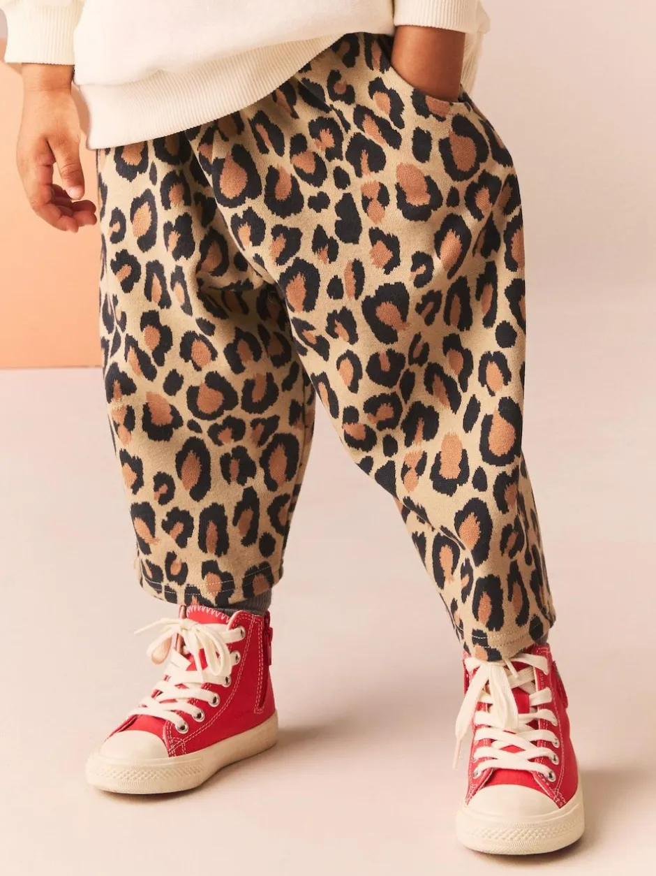 Next Animal Leopard Print Textured Barrel Leg Trousers (3mths-7yrs) Sale