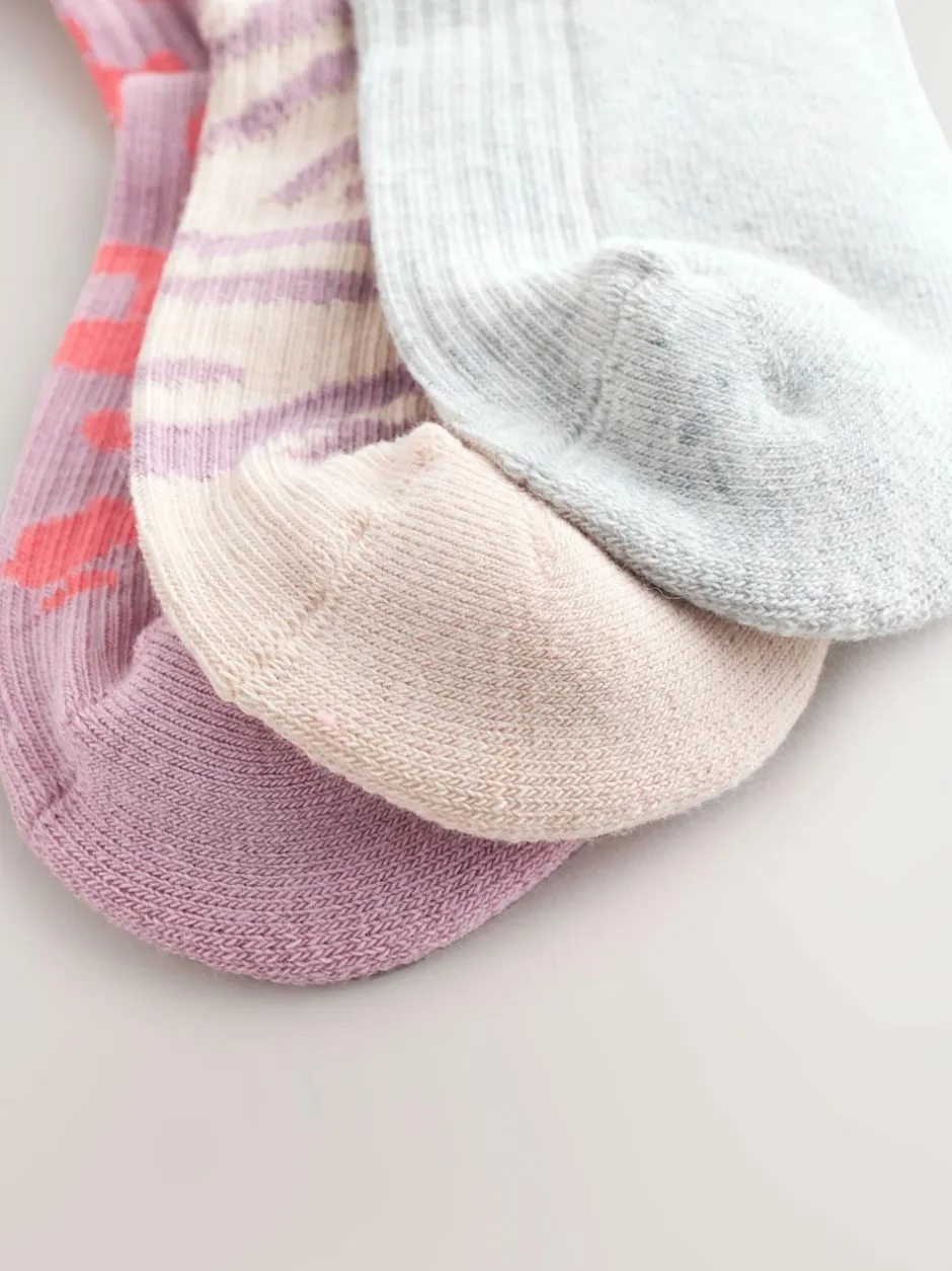 Next Animal Print Cotton Rich Cushioned Sole Ribbed Ankle Socks 3 Pack Sale