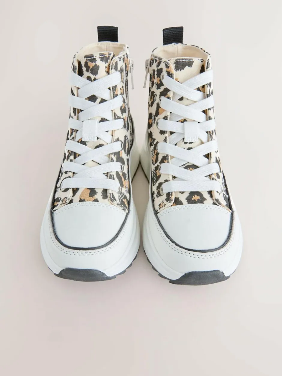 Next Extra Chunky Lace-Up With Zip Trainers Animal Print Discount