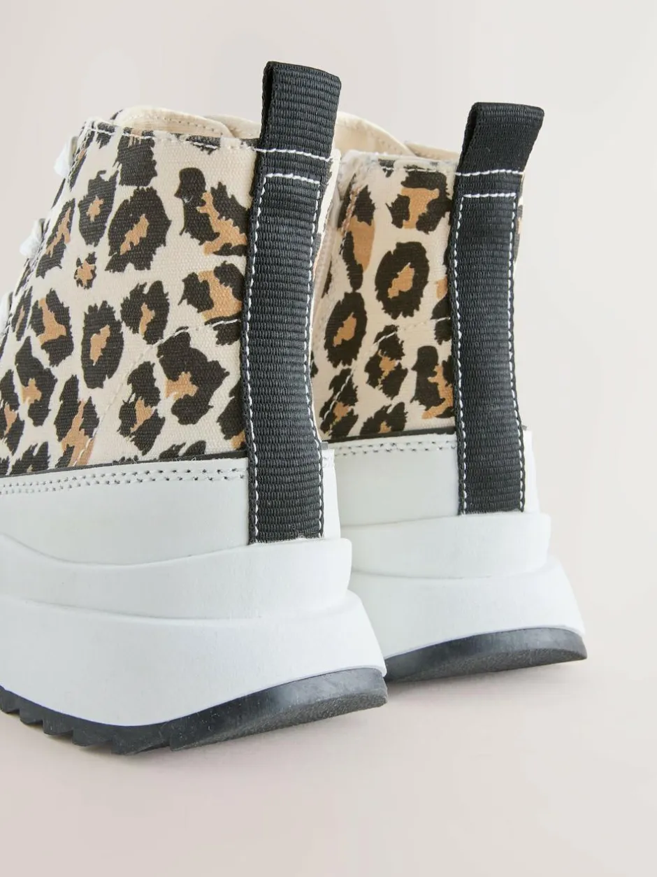 Next Extra Chunky Lace-Up With Zip Trainers Animal Print Discount