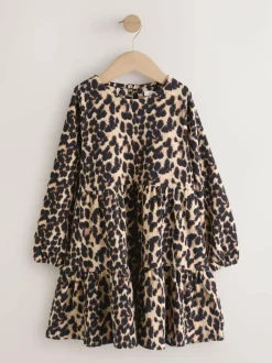 Next Animal Print Long Sleeve Jersey Dress (3-16yrs) Outlet