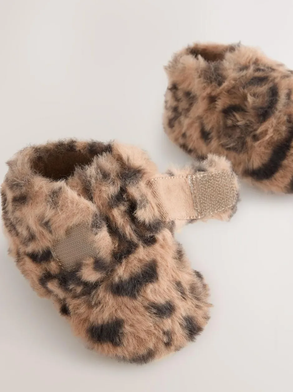 Next Baby Cosy Touch Fasten Boots (0-18mths) Animal Tan Brown Discount