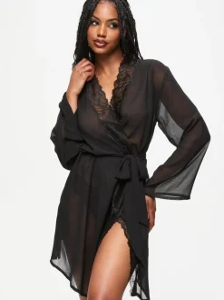 Ann Summers The Promising Chiffon Robe Black