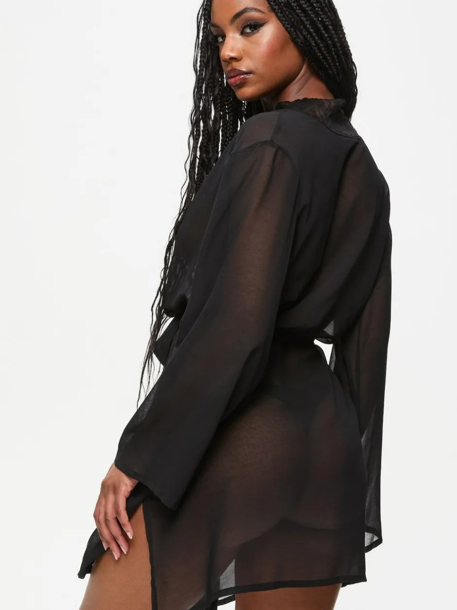 Ann Summers The Promising Chiffon Robe Black