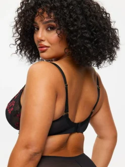 Ann Summers Black/Red DD+ Non Pad Plunge Sexy Lace Bra Discount