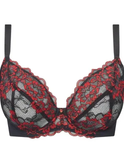 Ann Summers Black/Red DD+ Non Pad Plunge Sexy Lace Bra Discount