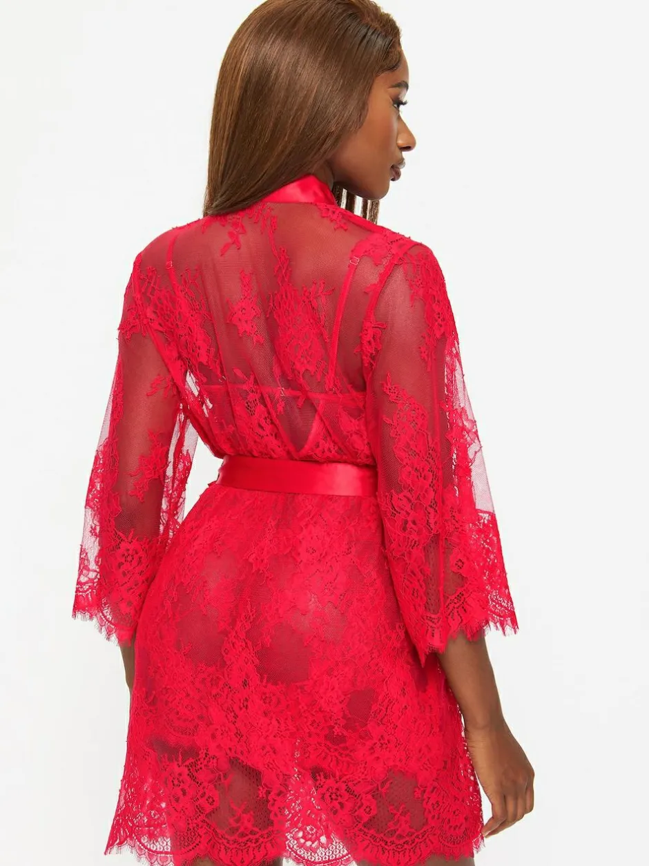 Ann Summers Availing All Over Lace Robe Red Outlet