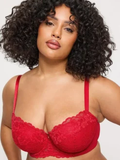 Ann Summers Pad Balcony Sexy Lace Underwi Bra Red