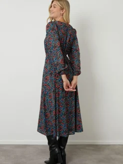 Another Sunday Bow Detail Milkmaid Midi Dress Black Discount