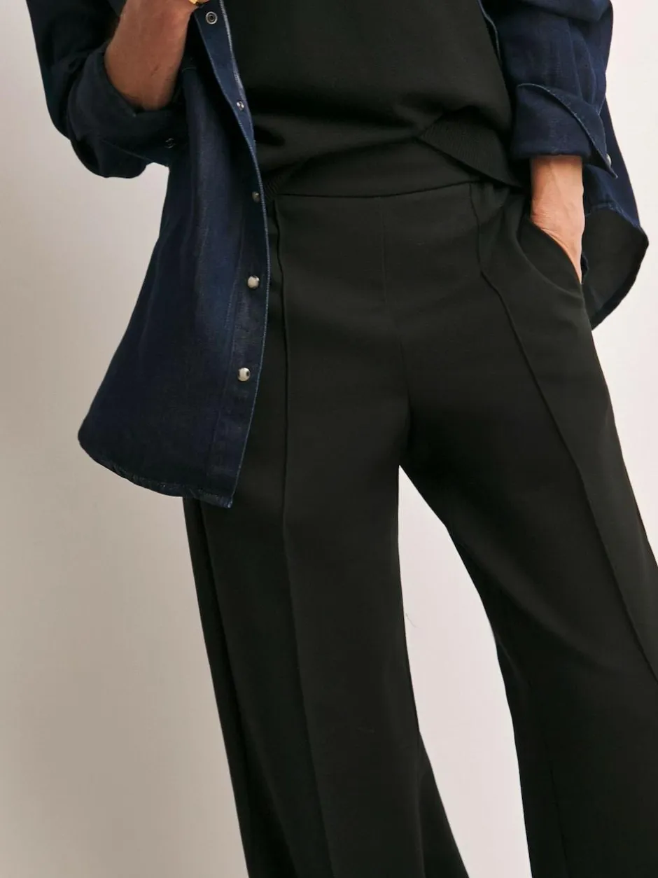 JD Williams Anthology By Premium Ponte Wide Leg Trousers Black Clearance