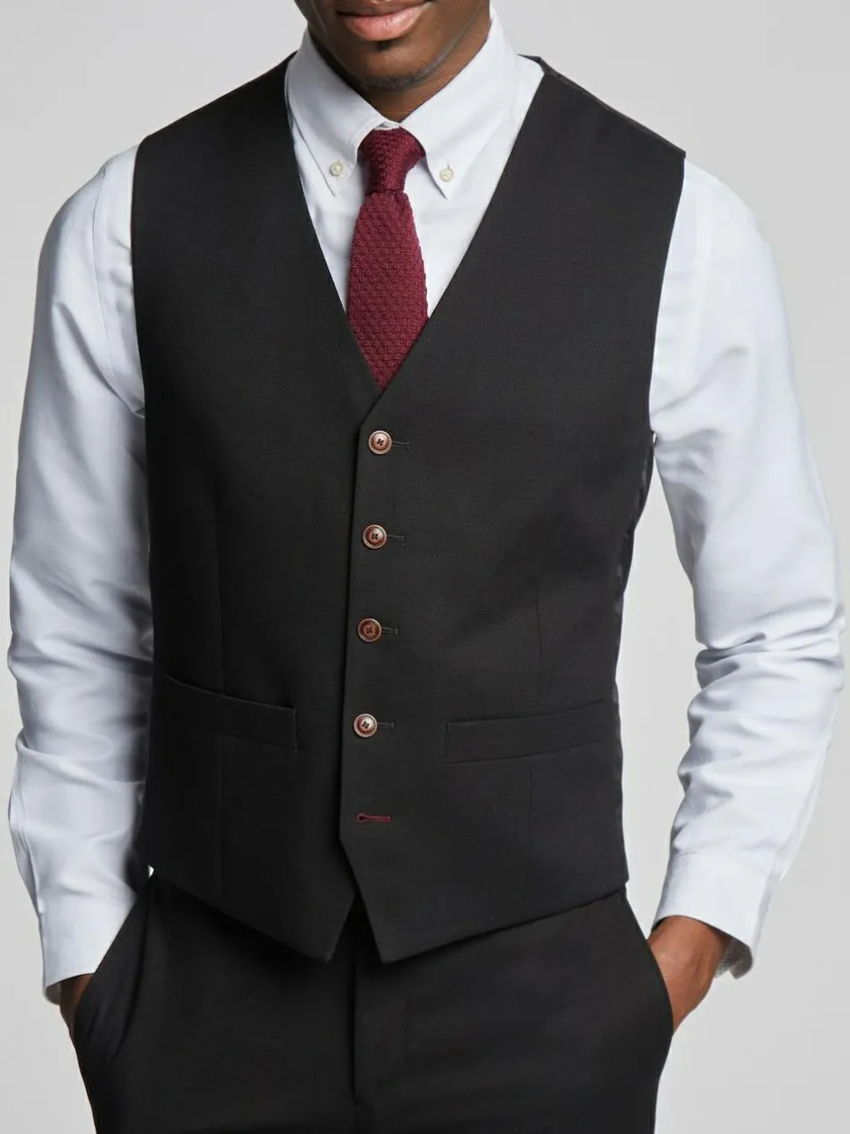 Antique Rogue Black Blake Texture Waistcoat Sale