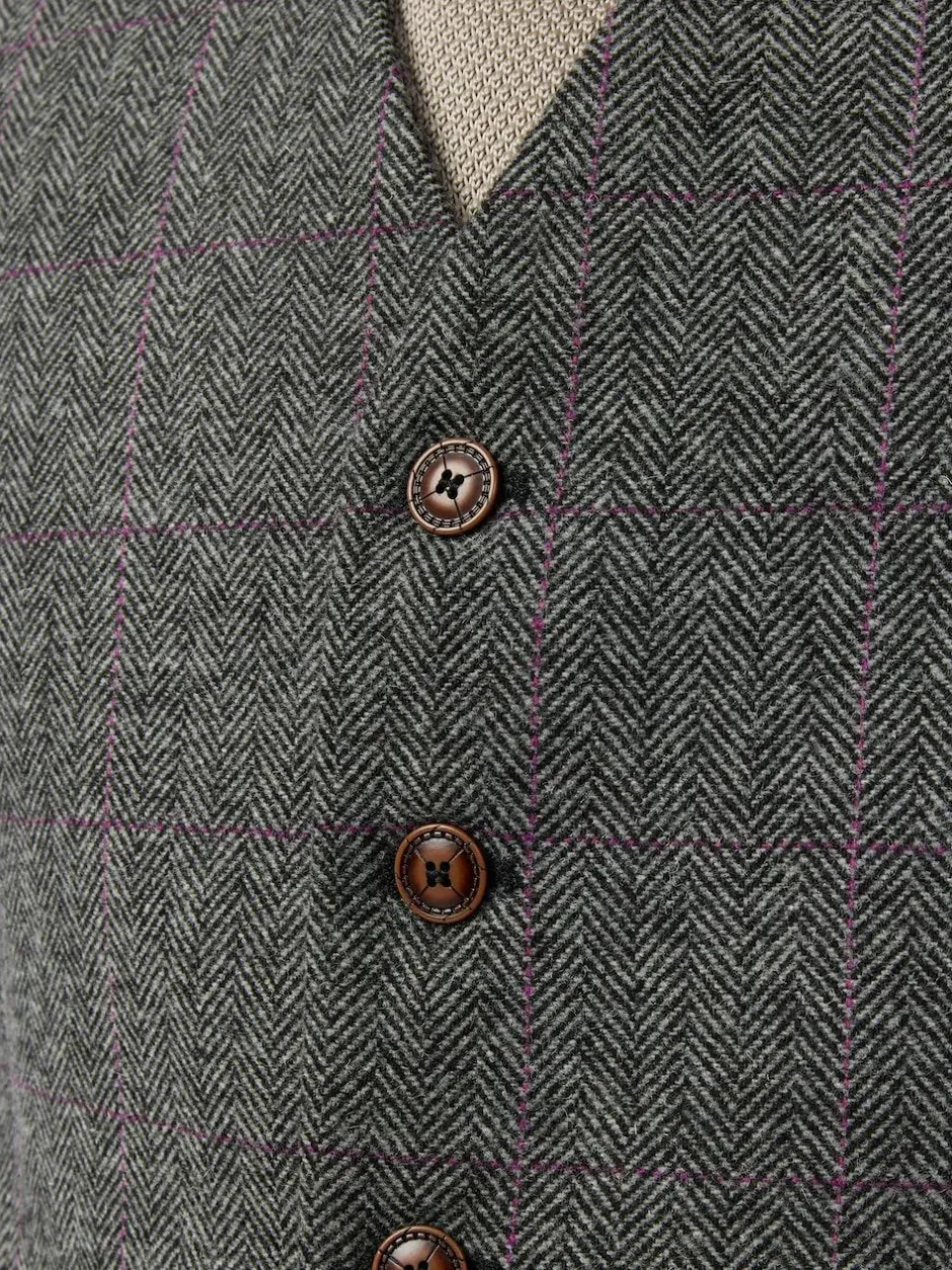 Antique Rogue Grey Jace Tweed Waistcoat
