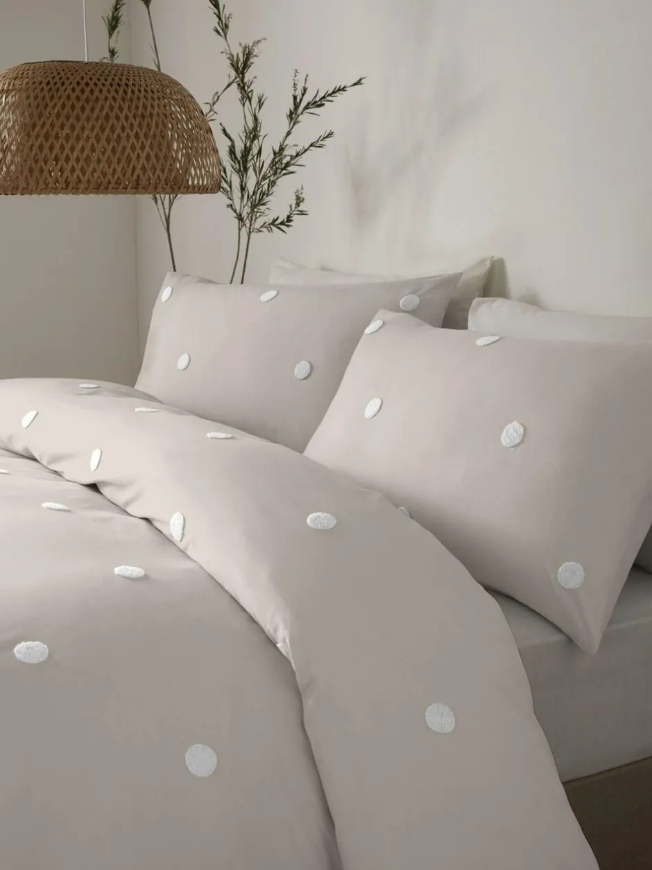 Appletree Dot Garden 100% Pure Cotton Duvet Cover and Pillowcase Set Natural Clearance