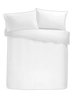 Appletree White Plain Dye 100% Cotton Duvet Cover and Pillowcase Set Outlet