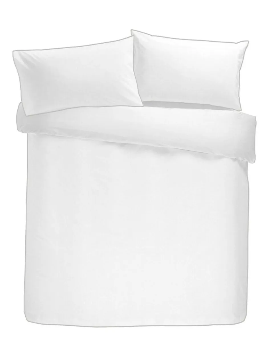 Appletree White Plain Dye 100% Cotton Duvet Cover and Pillowcase Set Outlet