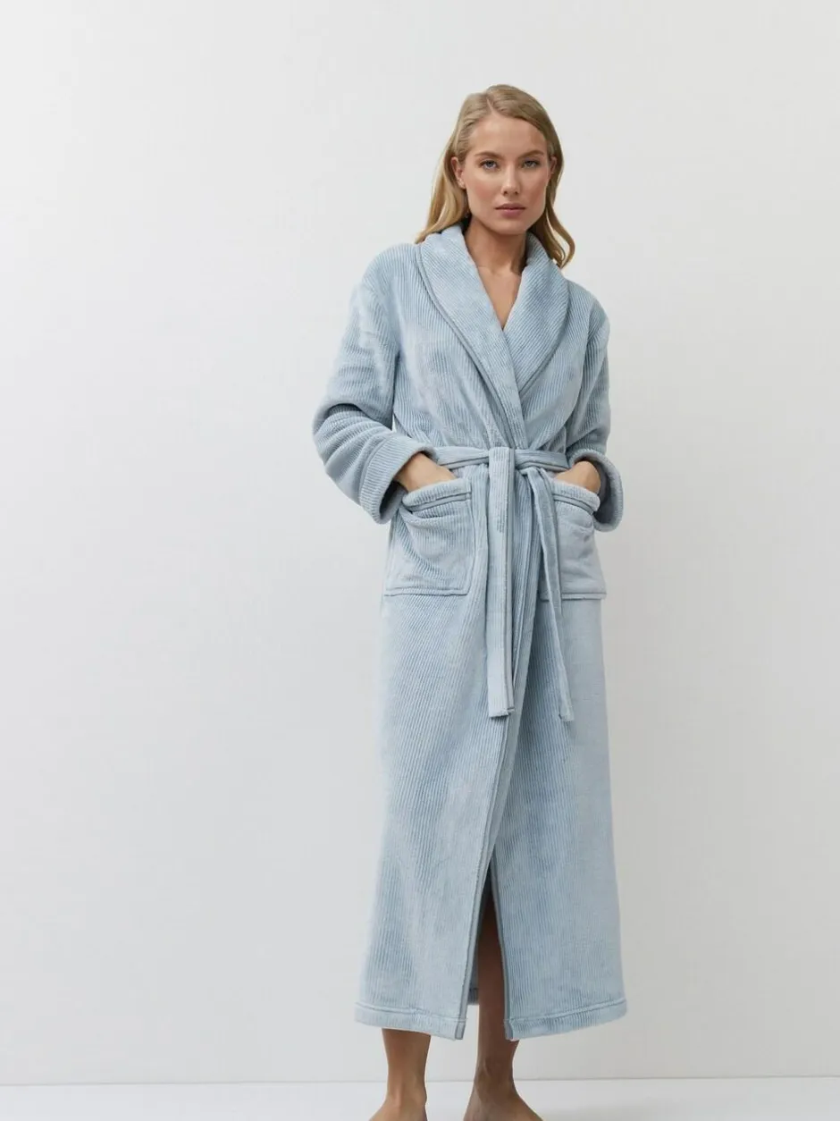 Aruelle Blue Pin Stripe Lea Long Robe Clearance
